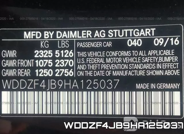 WDDZF4JB9HA125037 фото 10