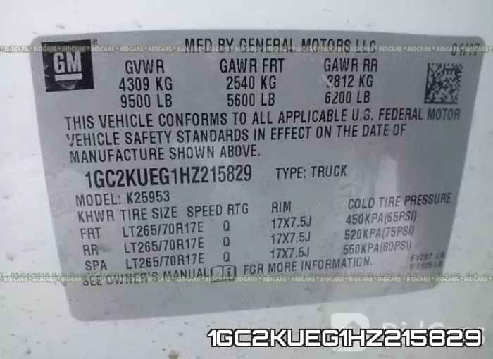 1GC2KUEG1HZ215829 фото 10