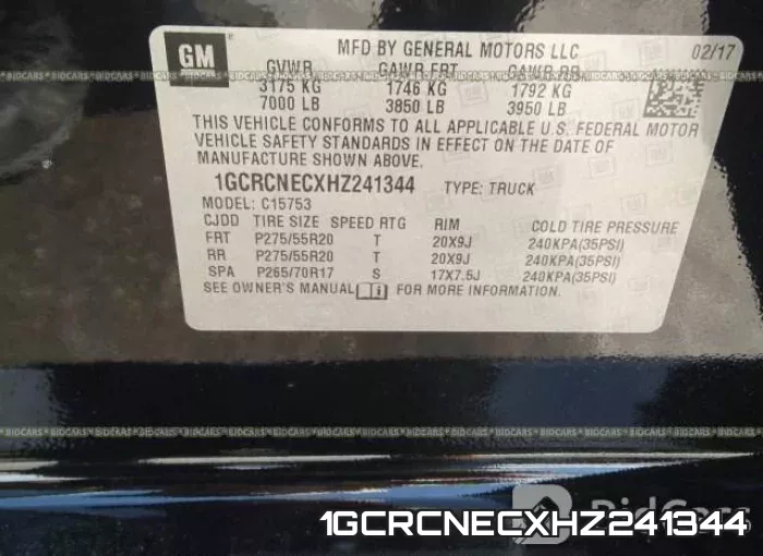 1GCRCNECXHZ241344 фото 10