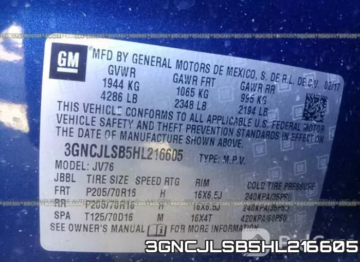 3GNCJLSB5HL216605 фото 10