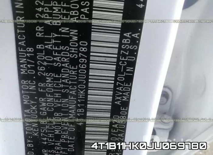 4T1B11HK0JU069780 фото 10