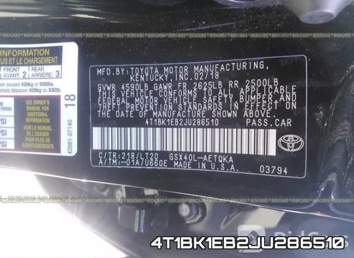 4T1BK1EB2JU286510 фото 10