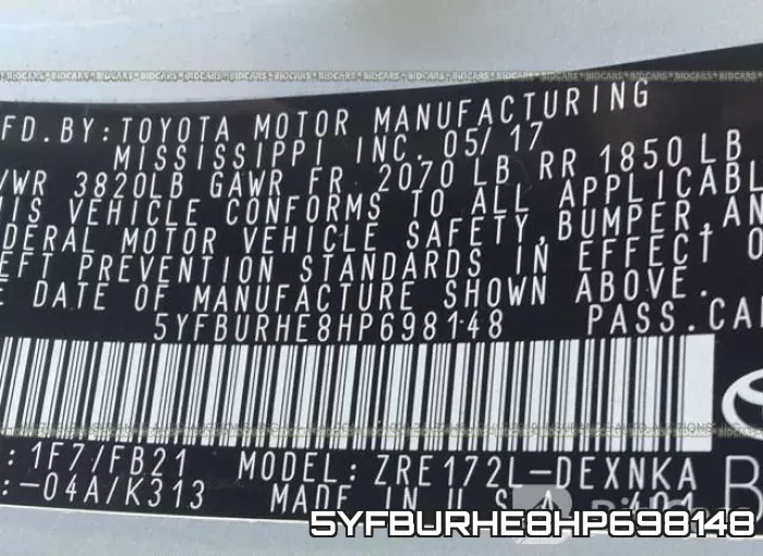 5YFBURHE8HP698148 фото 10