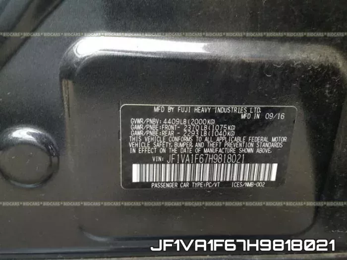 JF1VA1F67H9818021 фото 2
