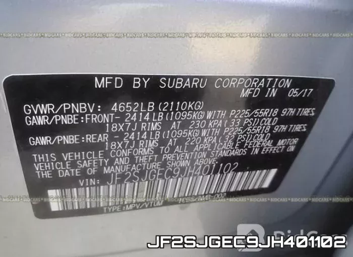 JF2SJGEC9JH401102 фото 10