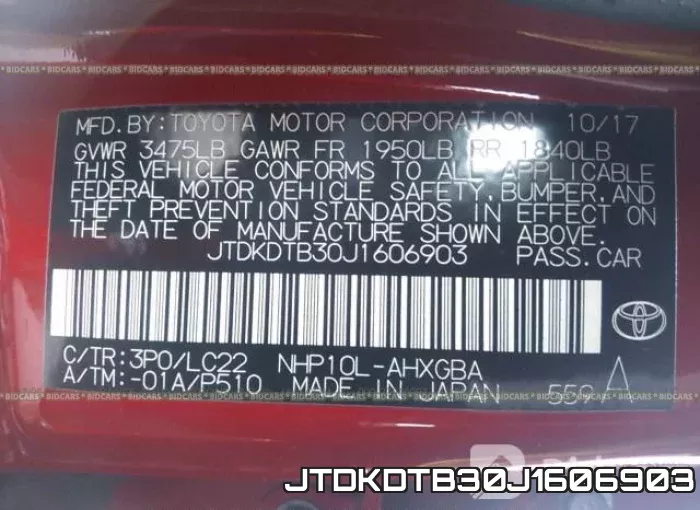 JTDKDTB30J1606903 фото 10
