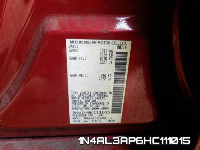 1N4AL3AP6HC111015 фото 2