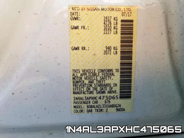 1N4AL3APXHC475065 фото 2