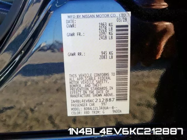 1N4BL4EV6KC212887 фото 2