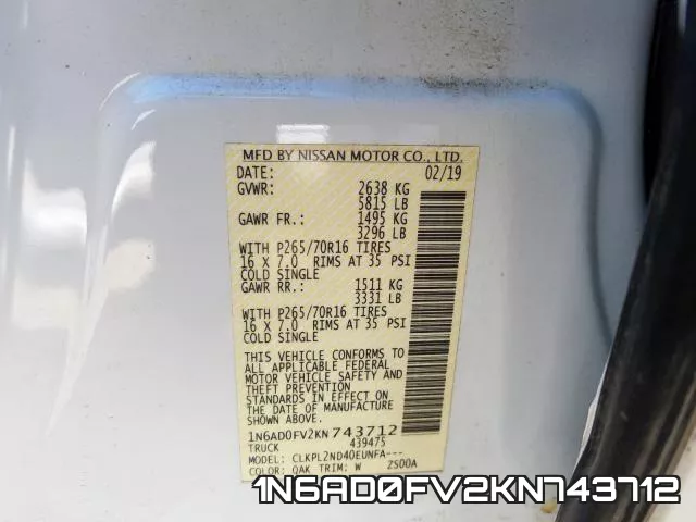 1N6AD0FV2KN743712 фото 2