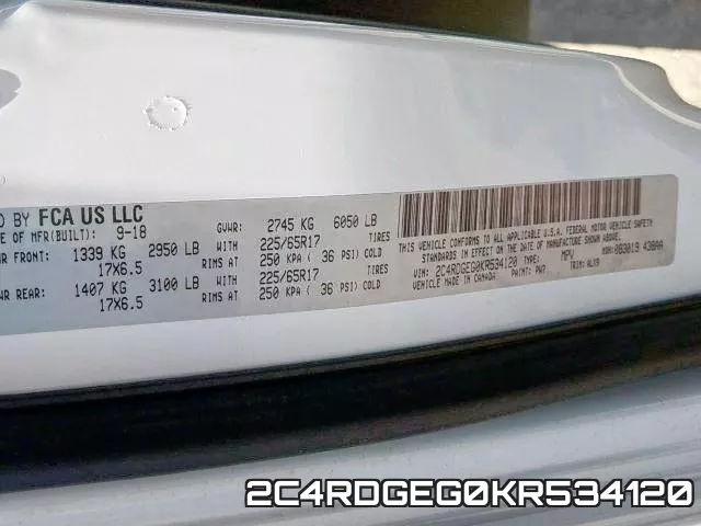 2C4RDGEG0KR534120 фото 2
