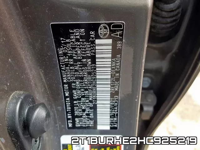 2T1BURHE2HC925219 фото 2