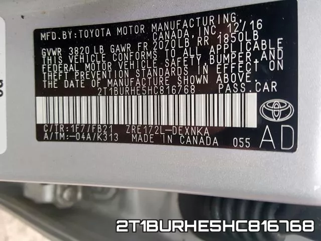 2T1BURHE5HC816768 фото 2