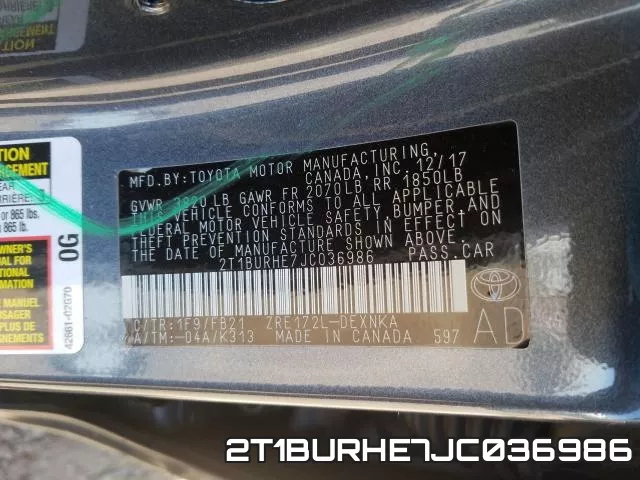 2T1BURHE7JC036986 фото 2
