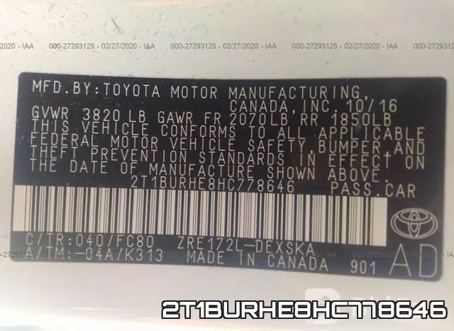 2T1BURHE8HC778646 фото 10