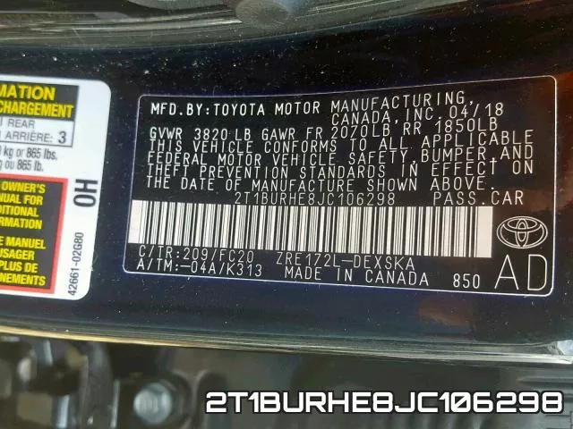 2T1BURHE8JC106298 фото 2