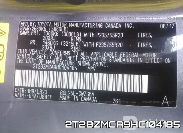 2T2BZMCA9HC104185 фото 10