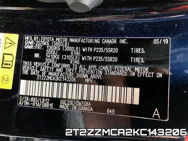 2T2ZZMCA2KC143206 фото 2