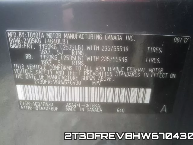 2T3DFREV8HW670430 фото 2