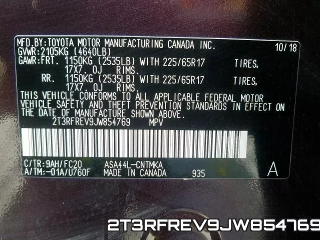 2T3RFREV9JW854769 фото 2