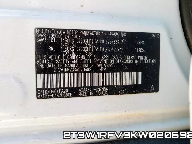 2T3W1RFV3KW020692 фото 2