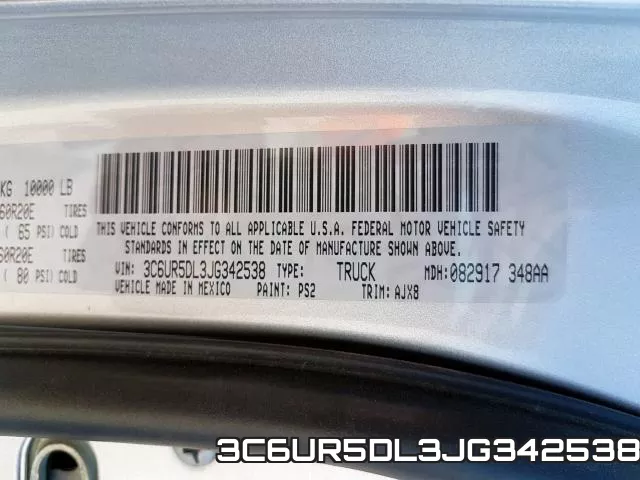 3C6UR5DL3JG342538 фото 2