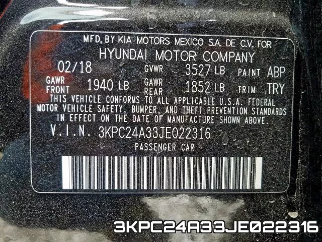 3KPC24A33JE022316 фото 2