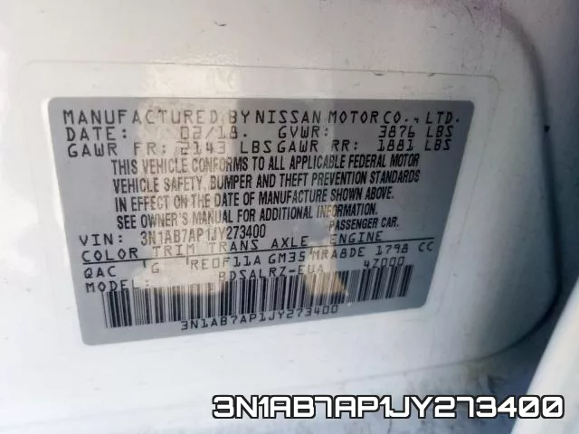 3N1AB7AP1JY273400 фото 2