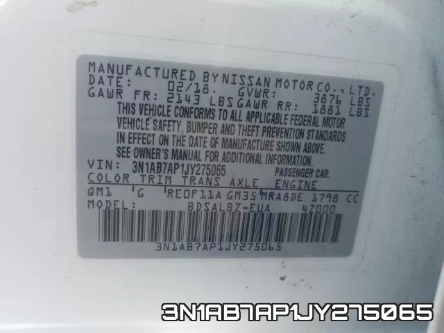 3N1AB7AP1JY275065 фото 2