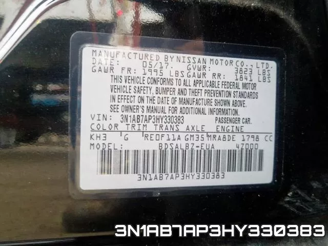 3N1AB7AP3HY330383 фото 2