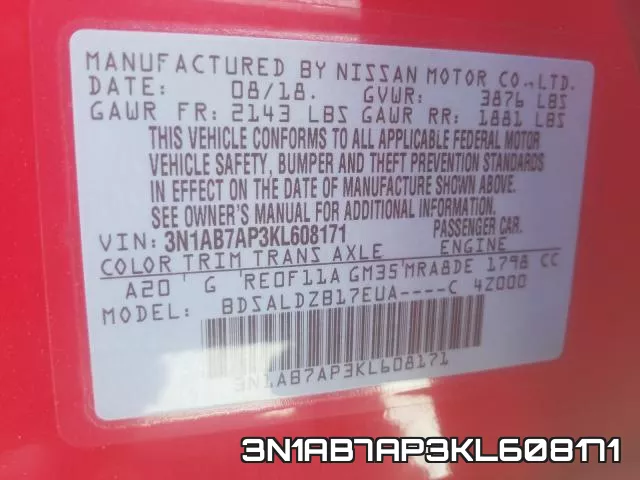 3N1AB7AP3KL608171 фото 2