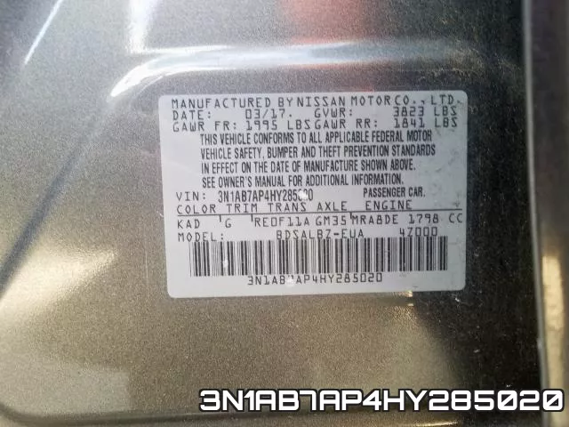 3N1AB7AP4HY285020 фото 2