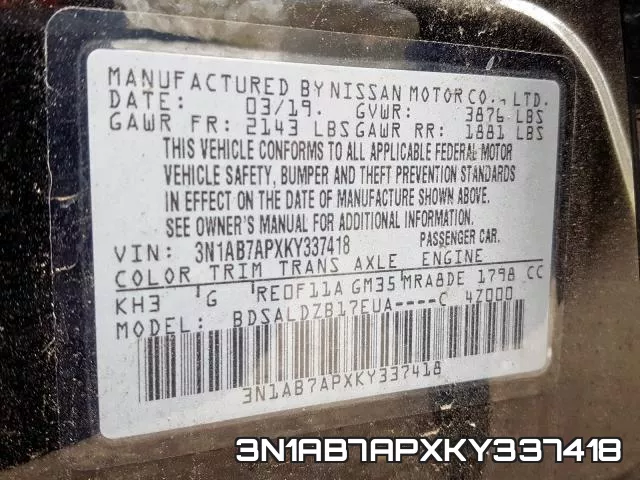 3N1AB7APXKY337418 фото 2