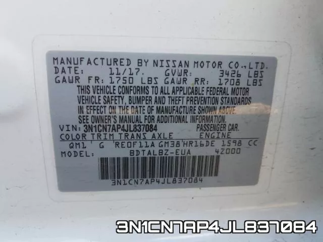 3N1CN7AP4JL837084 фото 2
