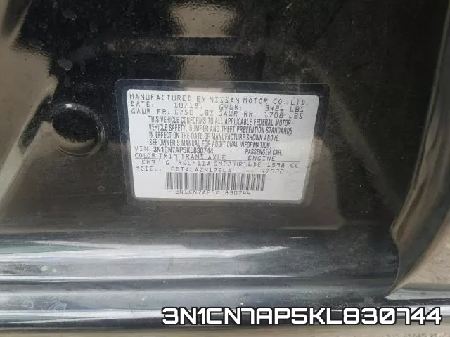 3N1CN7AP5KL830744 фото 2
