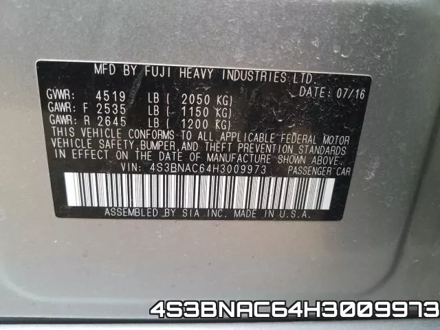 4S3BNAC64H3009973 фото 2
