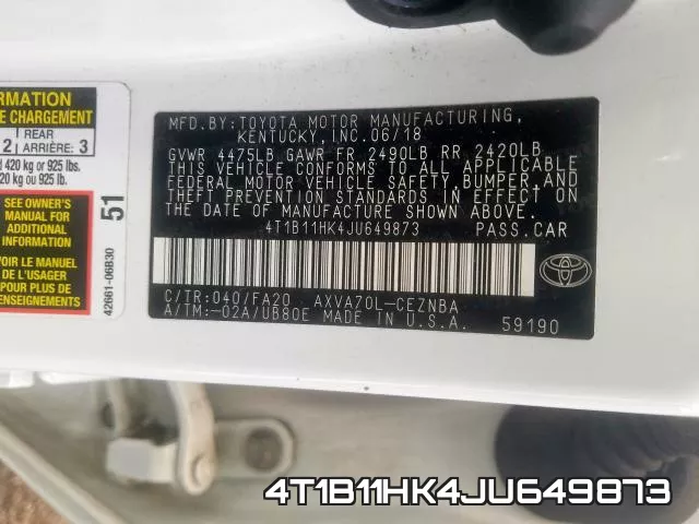 4T1B11HK4JU649873 фото 2