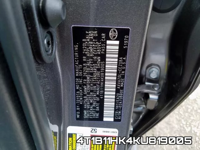 4T1B11HK4KU819005 фото 2