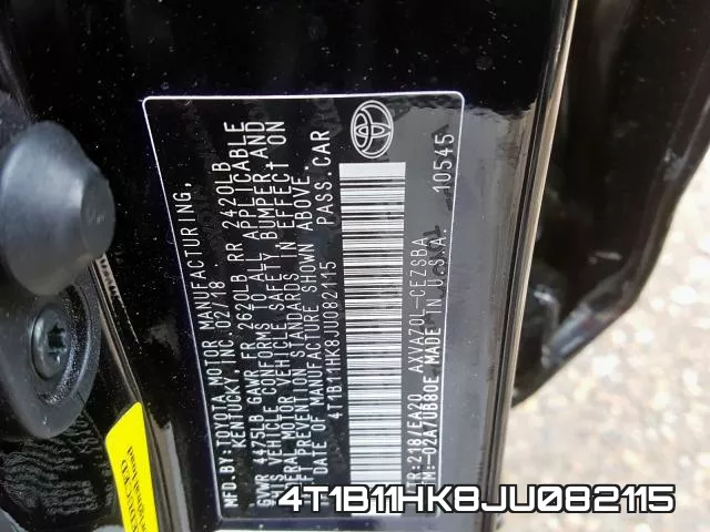 4T1B11HK8JU082115 фото 2