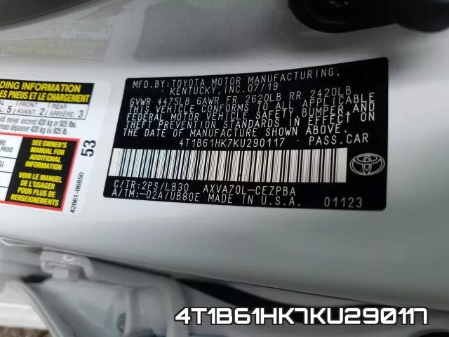 4T1B61HK7KU290117 фото 2