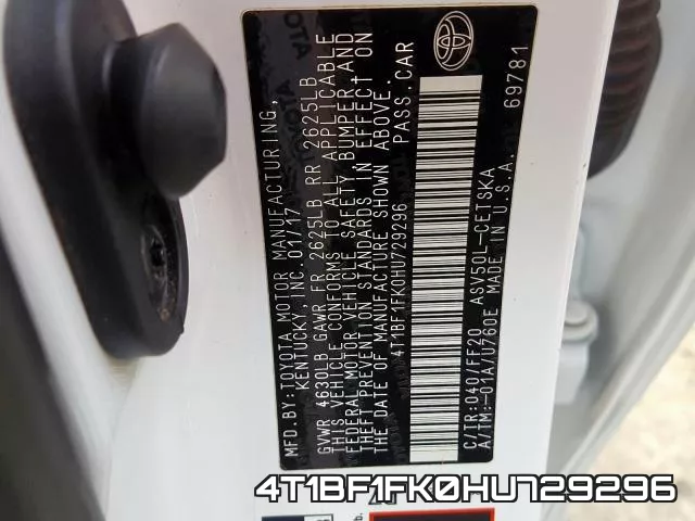 4T1BF1FK0HU729296 фото 2