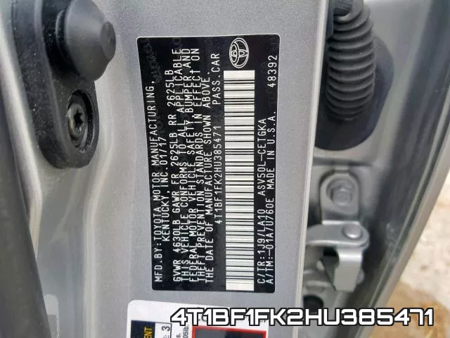 4T1BF1FK2HU385471 фото 2