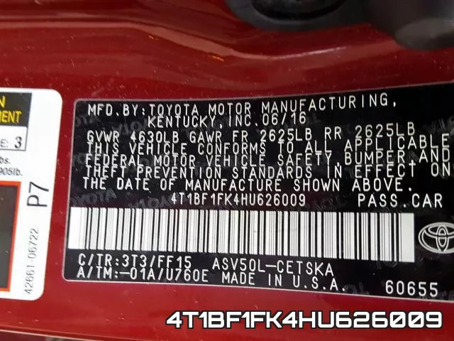 4T1BF1FK4HU626009 фото 2