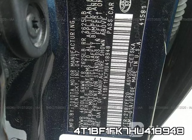 4T1BF1FK7HU418948 фото 10