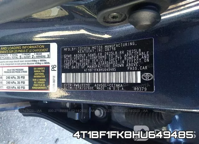 4T1BF1FK8HU649485 фото 10
