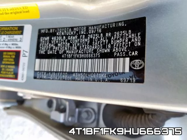 4T1BF1FK9HU666375 фото 2