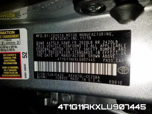 4T1G11AKXLU907445 фото 2