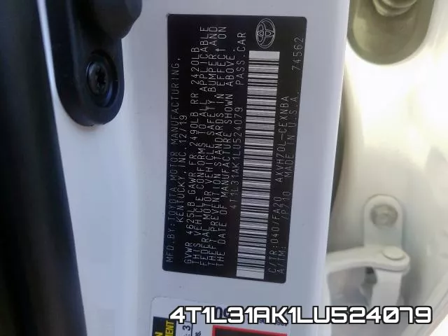 4T1L31AK1LU524079 фото 2