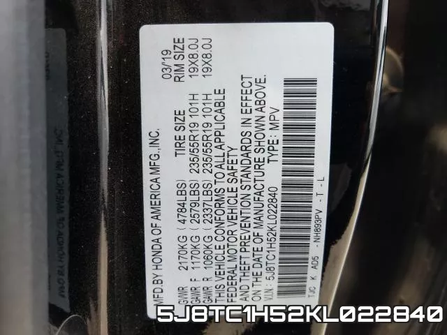 5J8TC1H52KL022840 фото 2
