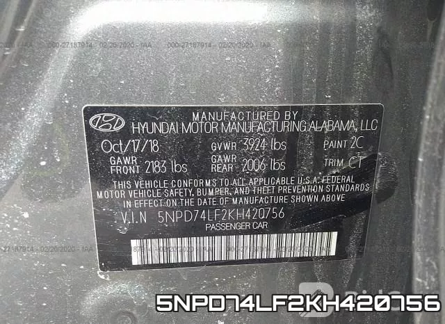 5NPD74LF2KH420756 фото 10